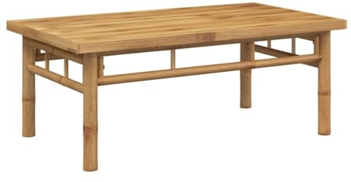 Makastle Gartentisch Wetterfest Bambus Balkon Garten Tisch Beistelltisch Couchtisch Teetisch Kaffeetisch für Wohnzimmer Balkon, 90x50x35 cm