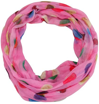 beybey® Damen Seide Loop Schal in herrlichen Farben und ein Batik Punkte Loopschal zum Verlieben Seidenschal (dx pink)
