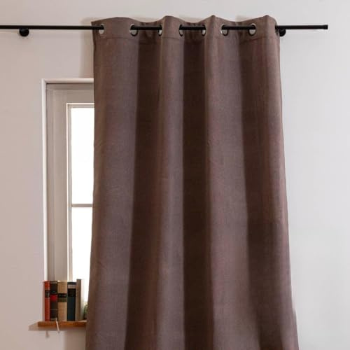 SCHÖNER LEBEN. Thermovorhang Morey mit Ösen Uni Taupe 140x260cm
