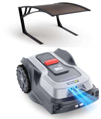 RoboUP T1200Pro Mähroboter Ohne Begrenzungskabel mit Garage, Bis 1500㎡, RTK+KI Vision Navigation, Präzises Mähen, Intelligente Routenplanung,Kartenerweiterung ohne Neumapping, 24°Steigung, 56dBA, IPX6