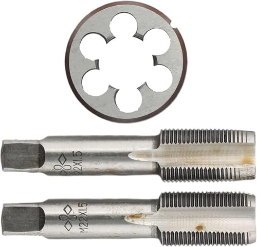 Gewindeschneider und Gewindeschneideisen, M22 x 1,5 mm, HSS M22 x 1, 5 mm für Metrische Innen- und Außengewinde, HSS Gewindebohrer und Schneideisen,Rechtsgewinde Feingewinde Schneider