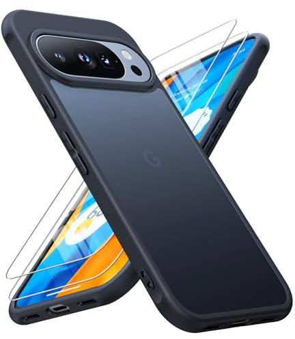 JAME for Google Pixel 10/10 Pro Case Shockproof Phone Case Slim Matte Cover | 2 Pack Screen Protector, Military Grade Protective Cover for Google 10 Case Translucent Matte Back Pixel 10 Pro Cover, Black