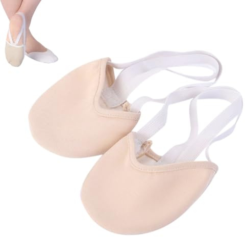 ibasenice Contemporary Ballet Dance Shoes Half Toe Sole Sock with Knitted Stretch Canvas and Double Elastic for Girls Rhythmic Gymnastics Size UK 3.5-4