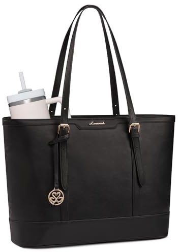 LOVEVOOK Handtasche Damen Groß, Shopper Tasche Arbeitstasche Laptoptasche | 15,6 Zoll Lehrertasche Aktentasche Schultertasche Taschen Women Handbags Tote Bag für Uni Büro Schule Business, Schwarz