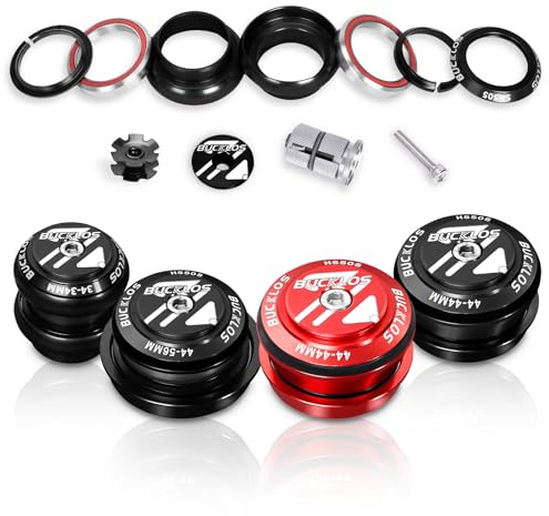 1-1/8 Fahrrad-Steuersatz MTB Gewindefrei 34 44 44-55 44-56 mm, gerades konisches Rohr Mountainbikes Rennrad Doppelt abgedichtete Lager Steuersätze, für Rahmen Gabel-Expander-Stopfen Sternmutter