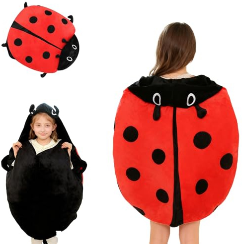 Wearable Ladybug Pillow, Wearable Pillow, Wearable Plush Cute Warm Sleeping Ladybug Pillows With Plush Removable Ladybug For Adults (100CM)