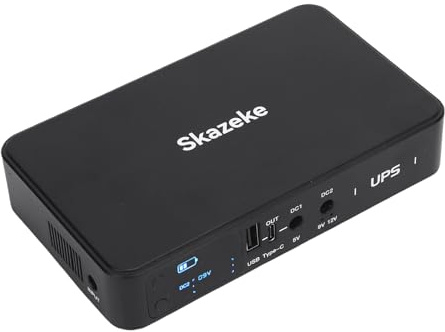 Wakects Mini UPS Fuente de Alimentación Ininterrumpida, Batería de Respaldo de 18000 MAh con USB Tipo C y Salida DC 5 V 9 V 12 V para Enrutador Módem Cámara de Seguridad Escáner de