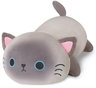 Xfrog Gato siamés pesado, peluche de gato suave, cojín de peluche con peso, bonito gato de peluche, regalo para niños y adultos, 35 cm