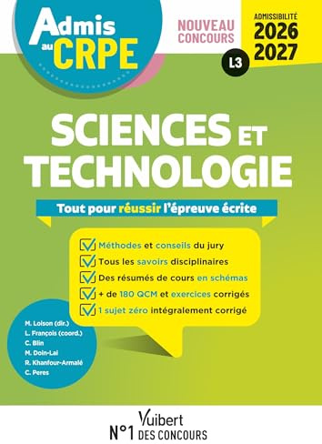 Admis au CRPE 2026-2027 - Epreuve écrite d’admissibilité L3 - Sciences et technologie