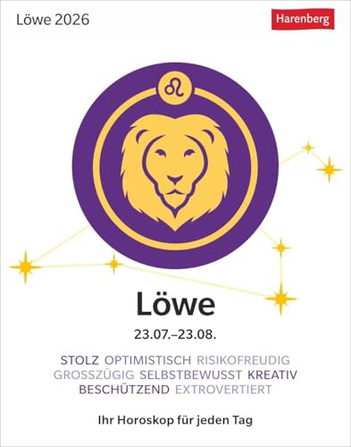 Löwe Sternzeichenkalender 2026 - Tagesabreißkalender - Ihr Horoskop für jeden Tag: Tischkalender 2026 mit täglichem Horoskop. Kleiner Kalender mit ... die Sterne (Sternzeichenkalender Harenberg)