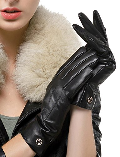 Nappaglo Damen klassische Lederhandschuhe Touchscreen Italienisches Lammfell Winter Warm Reines Kaschmir-Futter Handschuhe