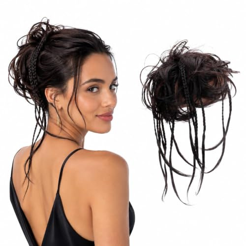CAISHA XXL Hårstycke Hårelastiskt Updos Brudfrisyrer Voluminöst Vågigt Bulle Brunsvart Mix G24D