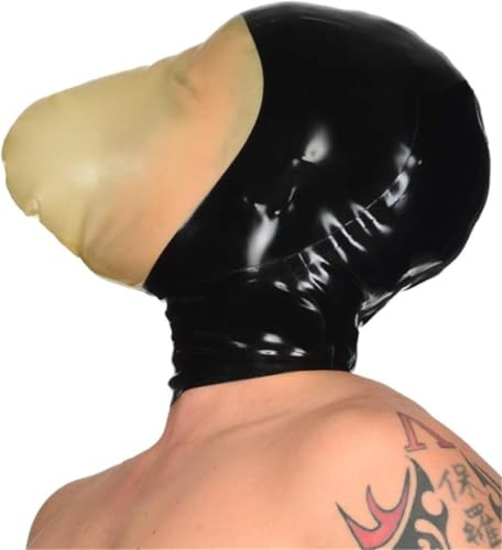 MFMYEE Bondage Latex maske,BDSM-maske Fetisch Kopfhaube Latex Cosplay Reißverschluss hinten,Cosplay,Halloween Maske (M)