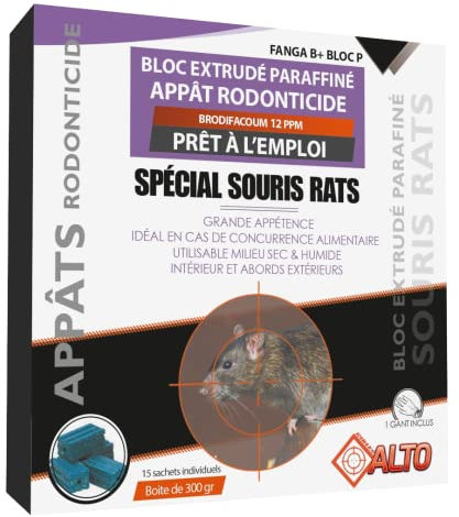 Raticide/Souricide spécial Souris et Rats – Appâts Rodonticide Professionnel foudroyant, Mort aux Rats Puissant pour intérieur et extérieur | Anti Rongeur et Rat, Poison, Produit Efficace