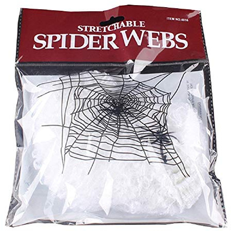 Inception Pro infinite Ragnatela Finta 2 Ragni 20 Grammi Halloween Decorazione Elasticizzata Colore Bianco Festa Accessori scenografia paurosa