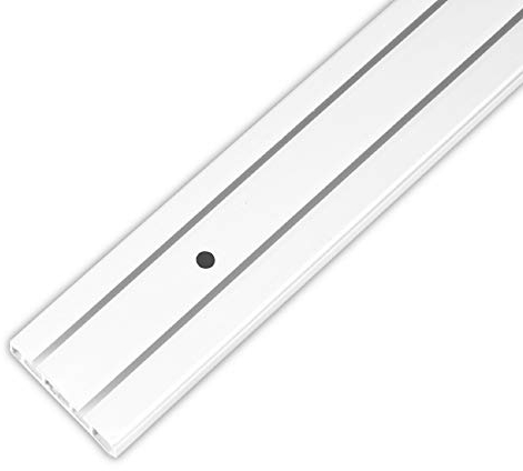 Bestlivings Riel de cortina, 2 vías, 120 cm, plástico, montaje en pared, blanco