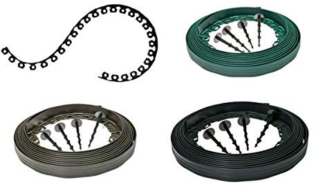 KB Tools Garden Edging – Flexible Border Edging – Black/Brown, PVC, Modern Style – Six Lengths: 10m, 20m, 30m, 40m, 50m, 100m – Two Heights: 4cm & 6cm – Includes Pegs