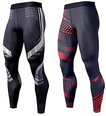 OEBLD Compression Pants Men UV Blocking Running Tights 1 or 2 Pack Gym Yoga Leggings for Athletic Workout