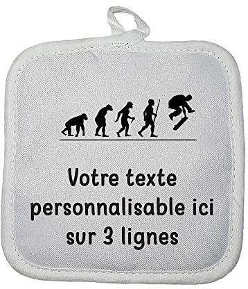 Manique Gant de Cuisine Pictogramme Evolution Skate avec Texte Personnalisable