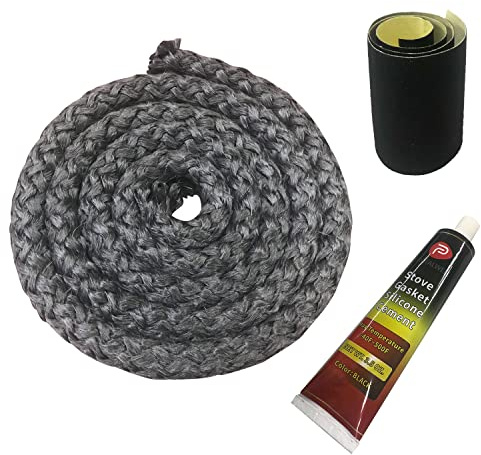 Junta para Estufa de leña, Kit de Sellado para Puerta de Estufa de leña de 16 mm, Junta de Fibra de Vidrio Resistente a Altas temperaturas, Cuerda de Repuesto para Estufa o Chimenea, Longitud 1,8 m