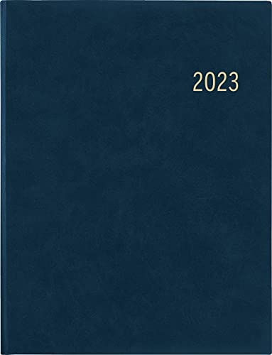 Wochenbuch blau 2023 - Bürokalender 21x26,5 cm - 1 Woche auf 2 Seiten - mit Eckperforation und Fadensiegelung - Notizbuch - 728-0015