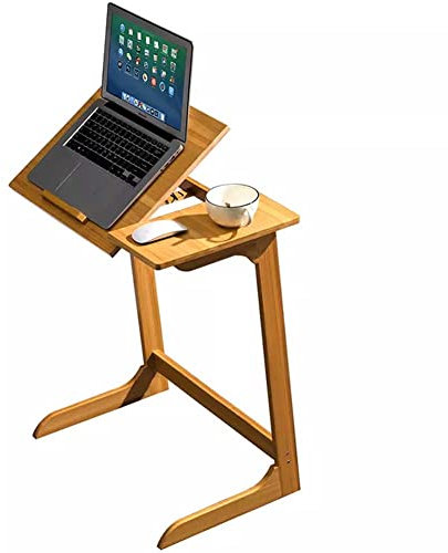 BAKAJI Scrivania Tavolo da Lavoro Porta Pc Computer in Legno di bamboo Tavolino Letto Divano Piano in Legno MDF Inclinabile Casa Ufficio Design Moderno 60 x 35 x 67 cm (Design 2)