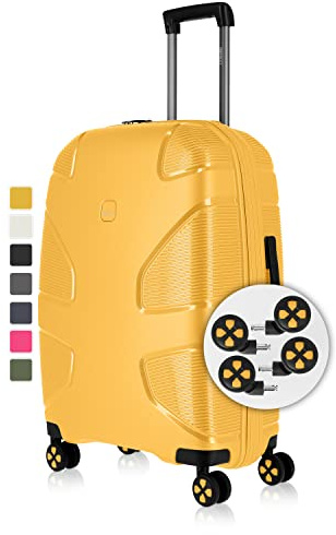 IMPACKT IP1 Hartschalen-Koffer M - 67x45x28 cm, 73 L, 3,5 kg - TSA-Schloss, auswechselbare Rollen - aus recyceltem Material - 6 Jahre Garantie