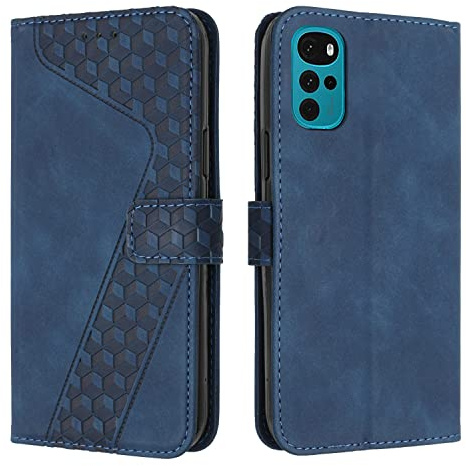 OKZone Funda para Motorola Moto G22, PU Cuero Flip Carcasa Fundas Móvil de Tapa Libro Caso Piel PU para Motorola Moto G22, Billetera Tarjetero Case Telefono Cubrir Móvil Phone Cover(Azul)