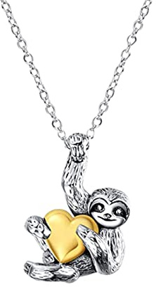 Yowablo Faultier Schmuck Geschenke Sterling Silber Faultier Halskette Ohrringe Herz Faultier Schmuck für Frauen Männer Mädchen Jungen Weihnachtsgeschenke Resin Schmuck