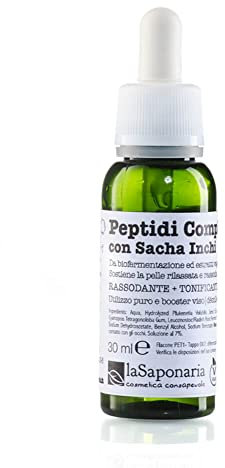 La Saponaria | Siero viso Peptidi Complex con Sacha Inchi, Siero viso ad azione rassodante + tonificante + lift, Agisce in modo efficace e completo sul ringiovanimento del viso e del décolleté, 30ml