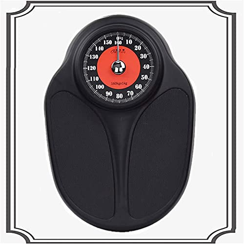 OUSIKA Báscula de baño de precisión analógica Báscula de peso corporal Esfera analógica fácil de leer, Báscula mecánica 160 kg, 12.7 × 18.8 pulgadas Balanzas (Color : Black Chassis+Red Center)