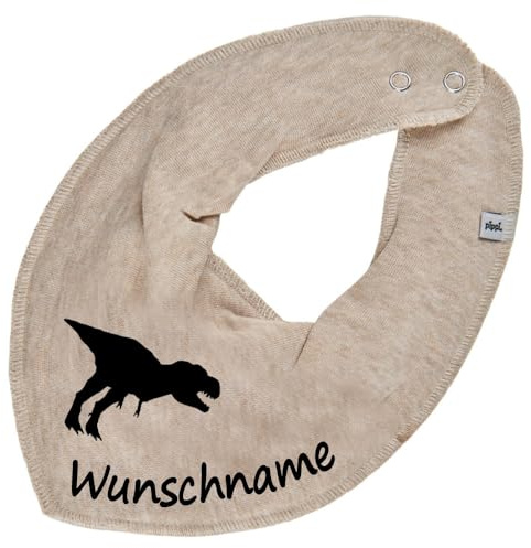 HALSTUCH mit Namen oder Text personalisiert für Baby oder Kind aus Baumwolle in Einheitsgröße Dino
