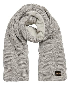 Superdry Damen Strickschal mit Zopfmuster Eisgrau Gesprenkelt 1SIZE