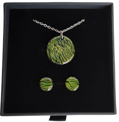 Sandra Complements | Pendientes Verdes | Collar y Pendientes para mujer | Conjunto de acero en Negro, Plata y Verde | Regalo para Mujer, Día de la Madre, Navidad | Edición Limitada