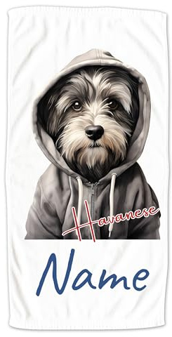 GRAZDesign Handtuch mit Hund und Namen personalisiert Havanese auf Duschtuch, Badetuch in Zwei Größen - 140x70cm