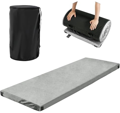 COSTWAY Memory Foam Camping Mattress, 6.5cm Thick Waterproof Roll Up Sleeping Mat with Zipper & Carry Bag, Portable Foldable Floor Guest Bed for Indoor Home, Outdoor Camping & Sleepover Use