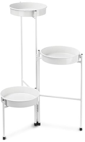 TIENDA EURASIA - Estantería para Plantas, 3 Alturas, Metal, Soporte para Macetas, 32x46x61,5 cm, 2 Colores Distintos, Decorativo, Organizador y Portamacetas (Blanco 3 Alturas)