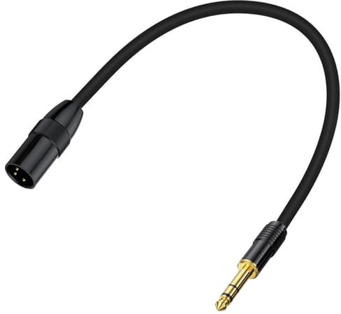 AWADUO 6.35mm(1/4 Inch) TRS to XLR Microphone Cable -3 Pins Balanced XLR Male to 1/4'' Male Stage Patch Cord DMX Cable for Radio Station, Speaker Systems, Stage Lighting, Bar Light(0.5m/1.65ft)