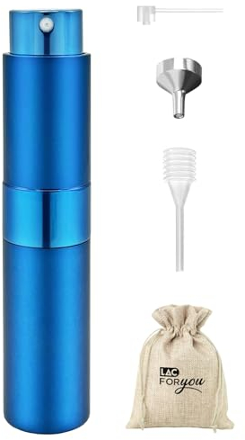 LAC FOR YOU Perfume Atomiser 8 ml Refillable – Portable Perfume Travel Bottle, Handbag/Cabin Friendly | Small Fragrance Atomiser – Blue