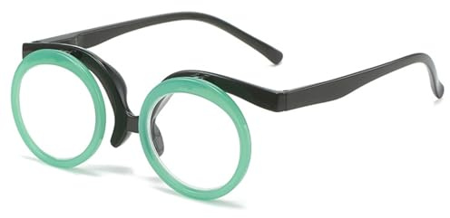 Lanomi klappbare Rund Lesebrille Damen Herren Kunststoff Oval Lesehilfe Makeup Sehhilfe HD Linse 90 Grad Flip Up Brille