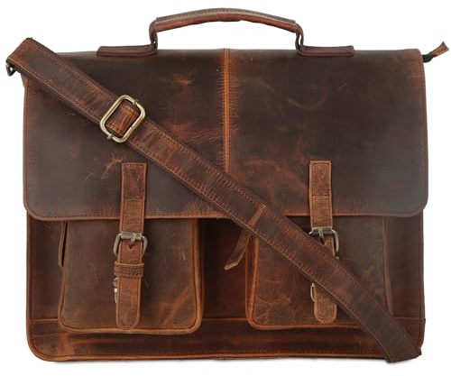 URBAN LEATHER Herren Leder Laptoptasche Schulter Umhängetasche, Groß 38 cm