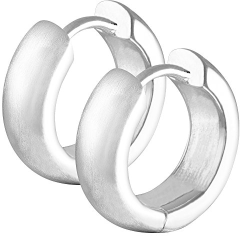 Cassini | Klapp-Creole aus 925 Sterling Silber für Damen, gebürstetes und breites Design, moderne Ohrringe 3CYMX1