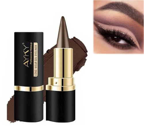 Ayky Long Wear Gel Eyeliner,Natural Black Eyeliner Cream Waterproof,Rational Gel Eyeliner,Cream Eye Liner Pen,Liquid Eyeliner Pencil Smokey Eyeshadow Palette Stick (03#)