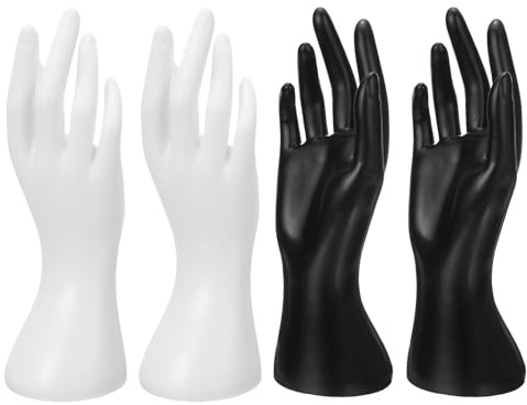 PATIKIL 4 Stück Hand Ringhalter Hand Schmuckhalter Schwarz Weiß | Ring Display Ständer, Schmuck Display Armband Display, Schwere Stabile Basis, für Raumdekoration