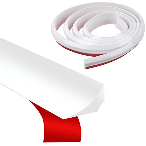 2m Selbstklebend Schwallschutzleiste Dusche, Splash Protection Strip, Silikon Duschwasserstop Duschschwelle Wassersperre für Dusch Boden, Duschschwelle Wasserdamm für Bad und Küche,weiß