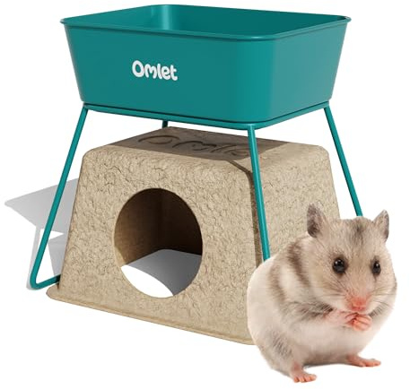 Omlet Hamster Sand Bath | Perfect Sand Bath Size for All Types of Hamsters and Gerbils | Comes with Compostable Hide to Slot in Under The Stand for Post Bath Burrowing | Green