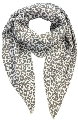 FASHION YOU WANT XXL Tuch Musselin Tuch Damen Leo Dreieck Made Italy 195 x 72 cm für alle Jahreszeiten geeignet Halstuch leoprint Schal Baumwolle