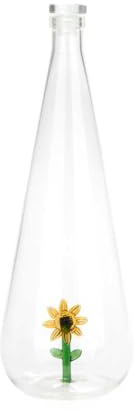 Balvi Bottiglia Botanical Sunflower Colore Giallo Fatto a Mano in borosilicato Vetro 1 L