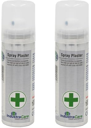 IndustraCare Large Spray Plaster Transparent Film Wound Protection, 70ml, Protect Cuts & Grazes - Twin Pack