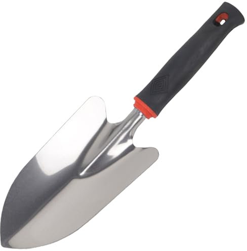 Garden Trowel Hand Shovel, Heavy Duty Stainless Steel Garden Spade with Ergonomic Handle, Soft Rubberized Non-Slip Handle Gardening Tool for Planting, Transplanting, Weeding, Digging Soil